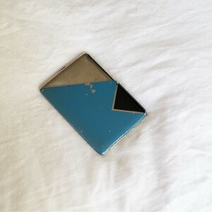 Vintage Enamel Metal Cigarette Case – Geometric Design